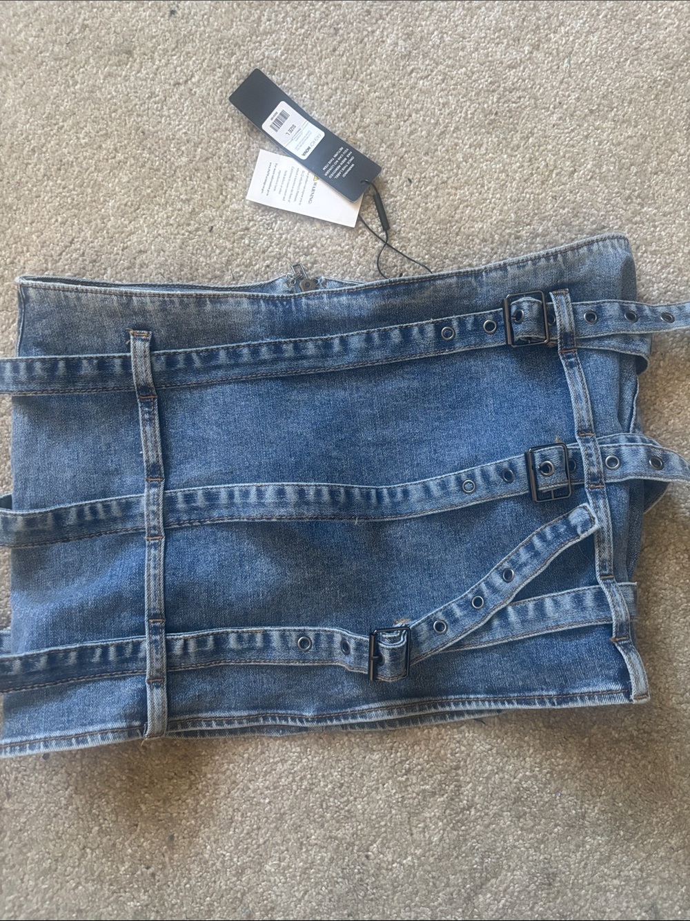 Fashion nova Denim Strap Mini Skirt - Blue